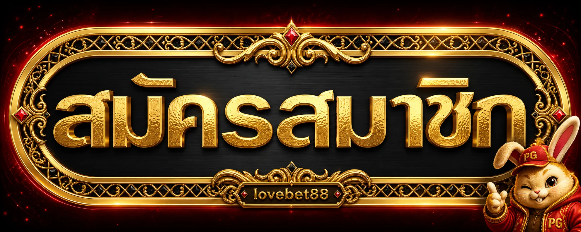 ป้ายสมัครสมาชิกทางเข้า lovebet88 โทนดำแดงทอง